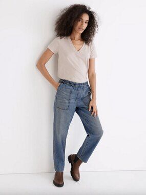 Madewell XXS Pull-On Relaxed Jeans in Beswick Wash